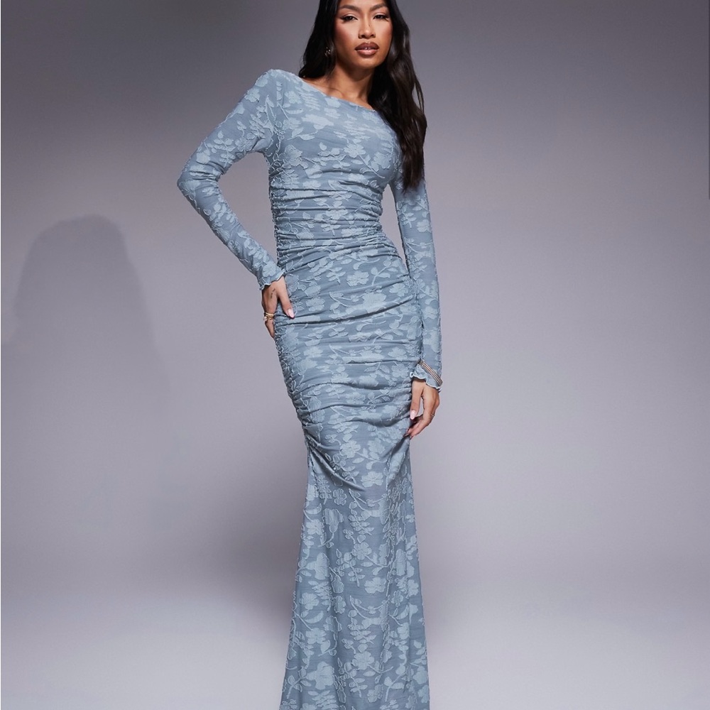 ASOS Ruched Lace Maxi Dress
